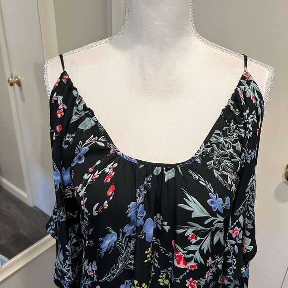 Parker Black Agave Floral Cold Shoulder Silk Mini Dress, Size Small - Picture 8 of 16